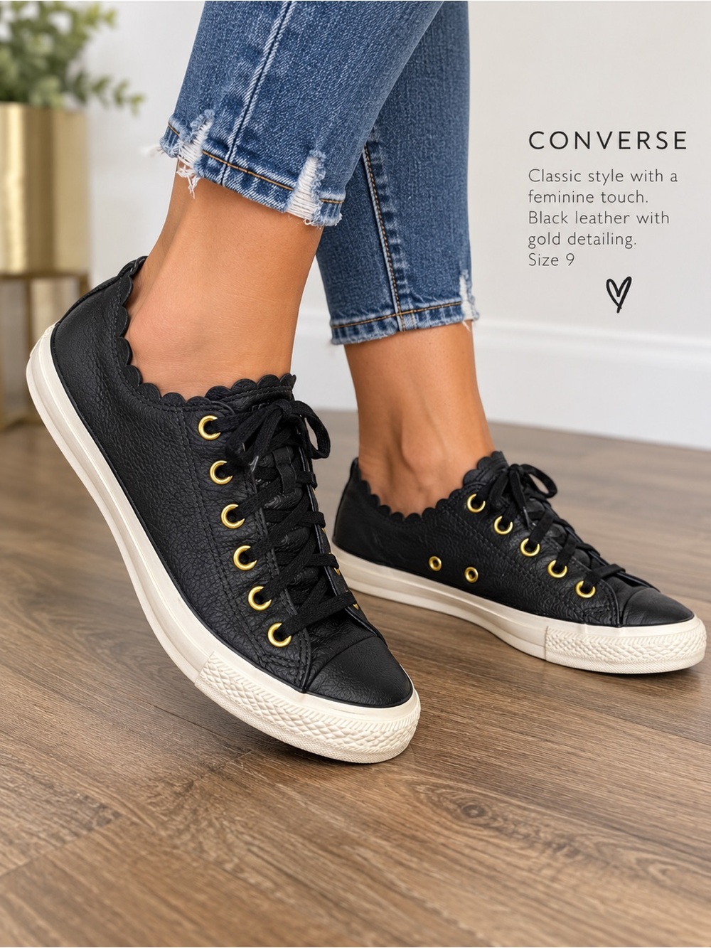 Converse Black Leather size 9